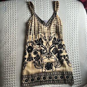 Hale Bob Black and Cream Patterned Mini Dress